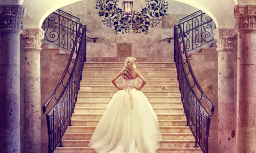 Bride Descending the Grand Staircase at The Bell Tower on 34th
