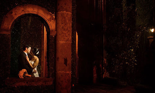 Romantic Moment in the Archway at The Bell Tower on 34th